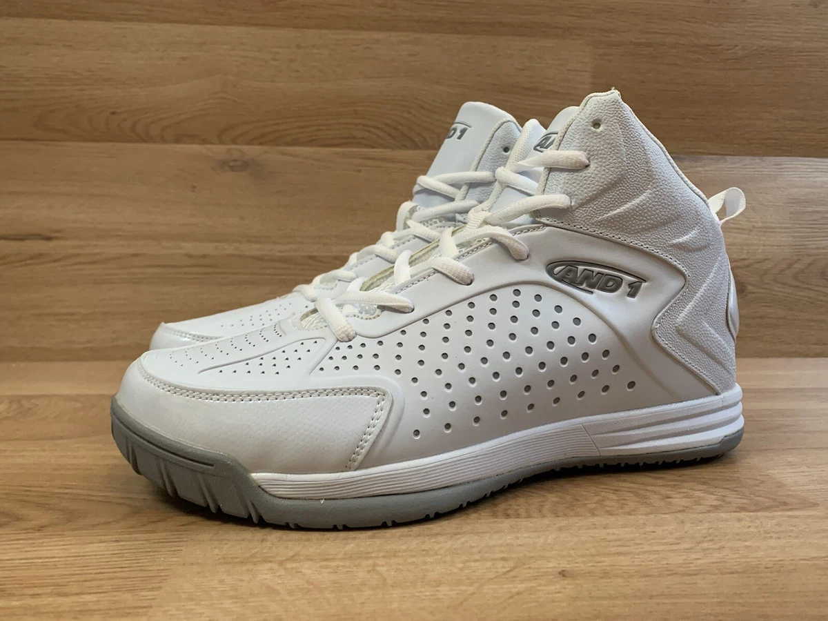 AND 1 And1 Men Tipoff Basketball Shoes White Neutral Gray Size US