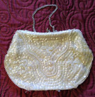 Sequined Handbag, Small Vintage, white good condition. silver tone clasp, white — photo 2
