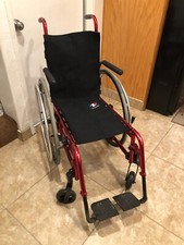 NISSIN Red Anodized Light Weight Travel Wheel Chair 13" Compact Folding