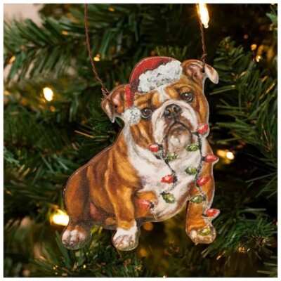 ENGLISH BULLDOG ☆ Wooden Christmas Ornament ☆ Primitives by