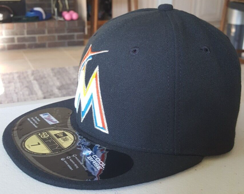 Miami Marlins MLB New Era 59FIFTY Fitted hats Black Size 7 - Picture 2 of 5