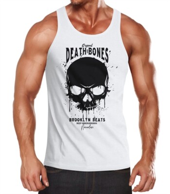 Herren Tank-Top Skull Death and Bones Totenkopf Club Outfit Muskelshirt Muscle