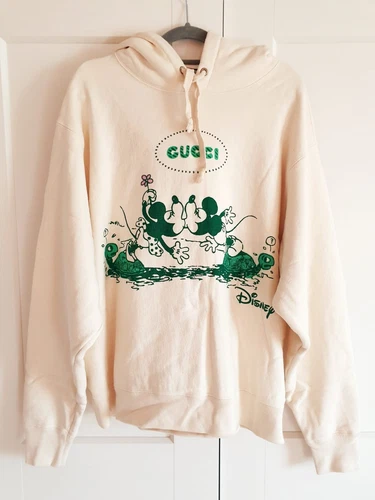 Maglione uomo Gucci x Disney Topolino Minnie stampato logo con cappuccio maniche lunghe medio