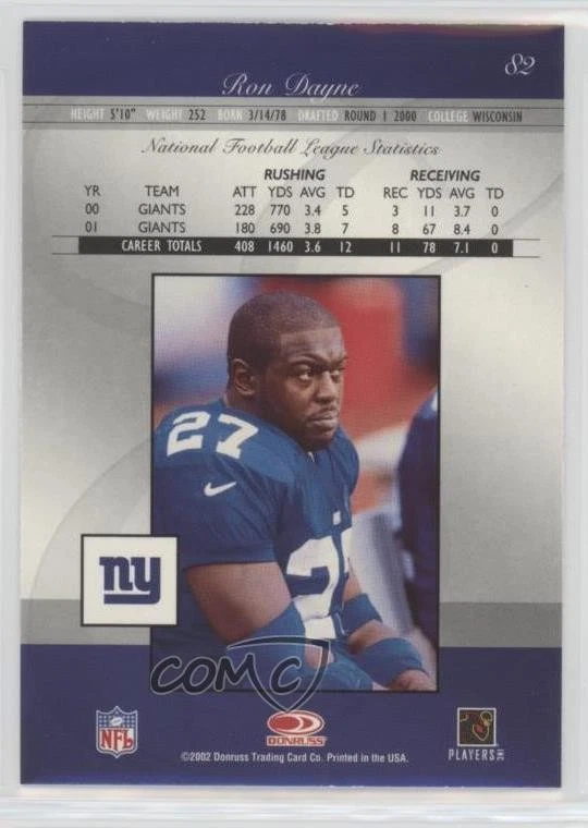 2002 Donruss Elite Ron Dayne #82 - Image 2 of 2