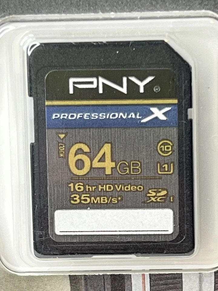 PNY Professional X 64GB Class 10 UHS-1 SDXC Flash Memory Card 35MB/s Single New - Image 3 of 3