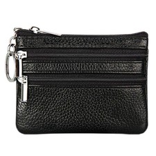 Mini Pouch Change Wallets Key Holder Wallet Dual Zipper Coin Purse with Key Ring