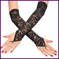 1 Pairs Lace Embroidered Hollow-Out Gloves Women Sun Protection Thin Arm Sleeve