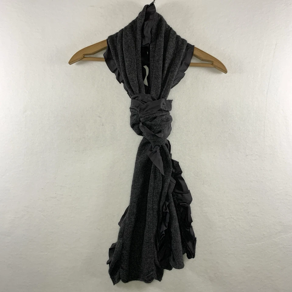 Banana Republic женщин кашемир смесь шелк оборки шарф серый прихотливый богемное - Изображение 3 из 4