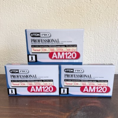 (3) TDK PRO AM120 TYPE I Blank Cassette Tape SEALED PROFESSIONAL ACOUSTIC MASTER