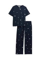 Marks & Spencer Ensemble Pyjama Pur Coton avec imprimé Mélange De Bleu Marine...