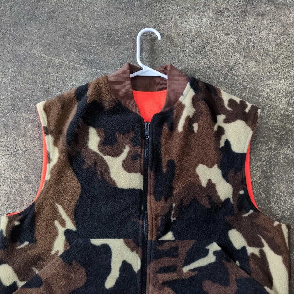 Vintage Cabela's Vest Mens XL Brown Camouflage Whitetail Full Zip Fleece Hunting - Image 2 of 4