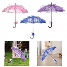 Foldable Lace Parasol for Little Girls 21.6inch Handle Portable Diameter 60cm
