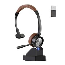 Bluetooth Headset with Microphone for PC, 40H Work Time, Mono Wireless Headse...