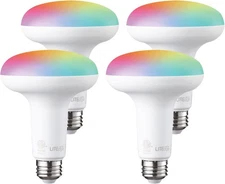 4 Pack BR30 Smart Flood Light Bulbs, RGBCW Color Changing LED Recessed WiFi Bulb