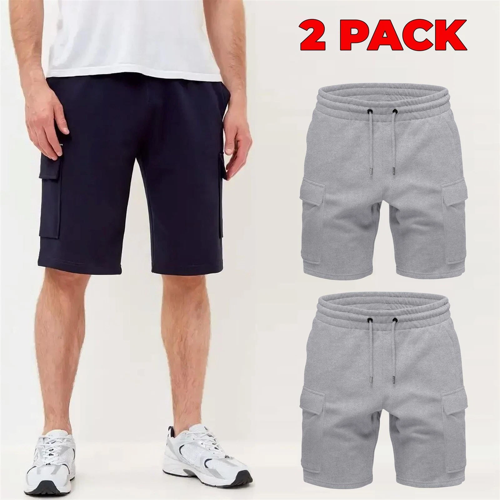 2 Pack Cargo Combat Fleece Shorts for Mens
Opens in a new window or tab