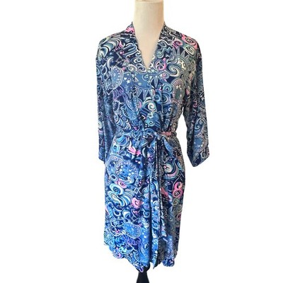 Lilly Pulitzer Gigi Robe Womens Size XXS/XS Blue Cosmic Kismet Coverup Kimono