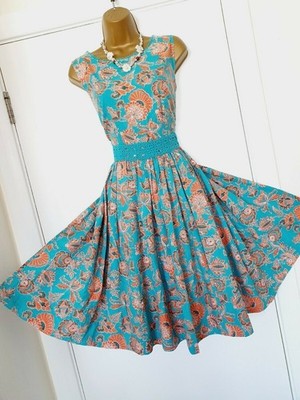   MONSOON Clarissa Fit Flare Multi Floral Holiday Beach Wedding Dress - Size 16