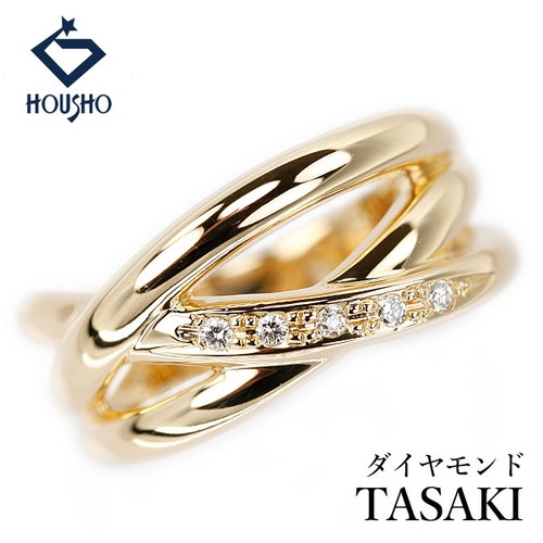 TASAKI Pearl diamond ring K18YG Layered look wide thick Used 909269