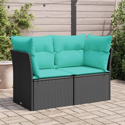 Patio Sofa with Cushions Outdoor Seating Poly Rattan Black/Gray/Brown vidaXl