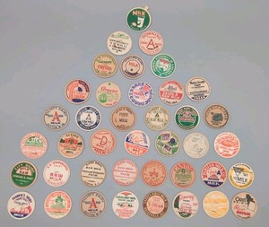 Vintage Milk Bottle Caps Variety Lot - Lot of 40 Unique Bottle Caps