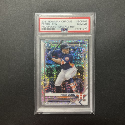#ad #ad 2021 Bowman Chrome Pedro Leon Speckle Refractor 299 #BCP189 PSA 10 POP 8 $29.99