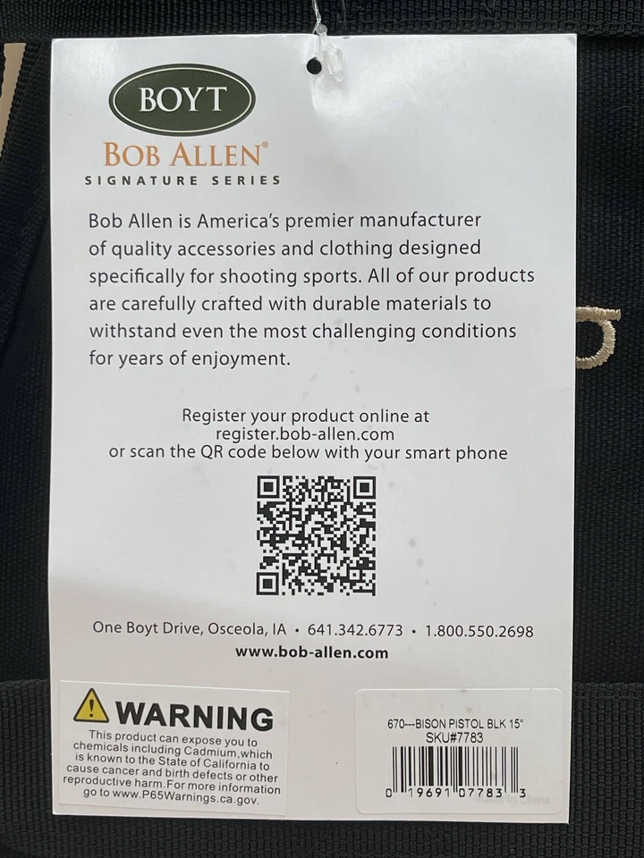Boyt Harness Company "Bison Pistol Rug" Handgun Case 15" Black - NWT - Image 3 of 4