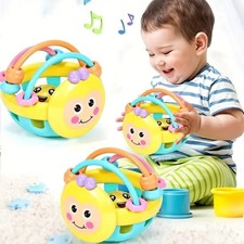 Baby Soft Teething Rattle Ball Toy Sensory Grasping Teether for Newborns