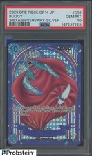 2025 One Piece Japanese OP14 #051 Buggy 3rd Anniversary Silver PSA 10 GEM MINT
