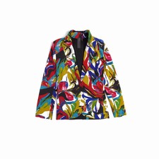 NORMA KAMALI Vintage Blazer Multi-Color Abstract Print Size XS