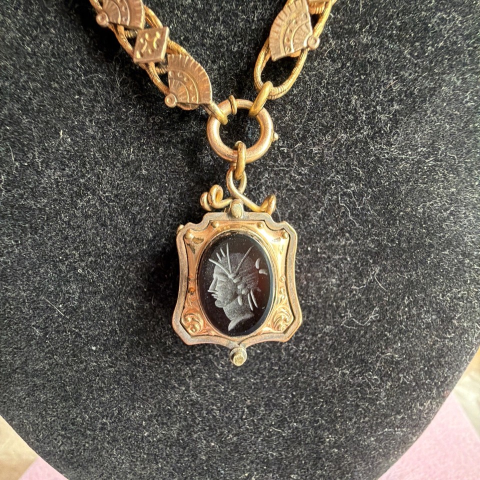 Victorian Etruscan 48g Gold Fill Book Chain Necklace Slide GF Locket ...