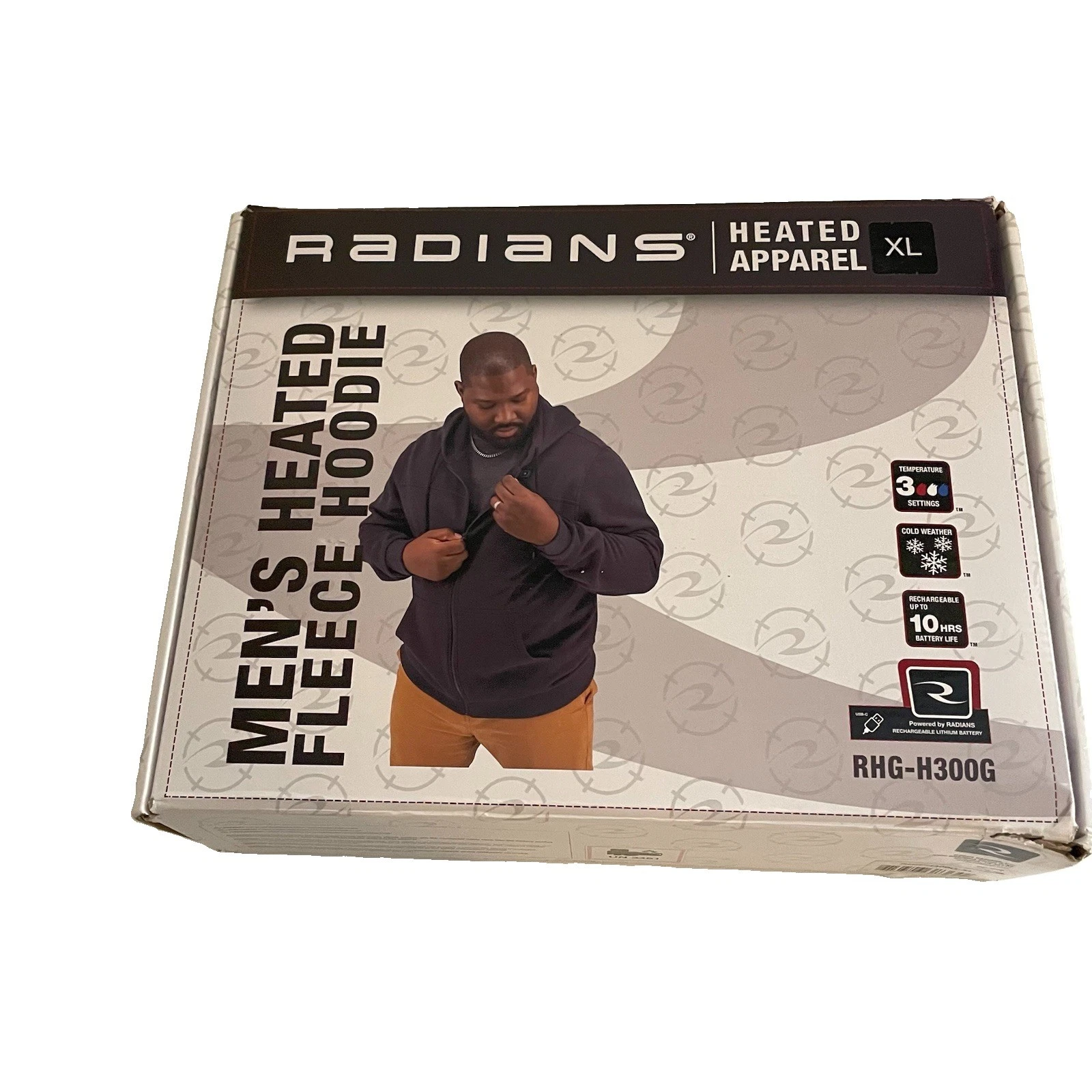 Radians  Mens Heated Jacket XL Full Zip Fleece Hoodie Black 3 Settings NIB $150 image 1