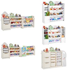 Uimoso Kids Toy Storage and Bookshelf with Plastic Bins Toy Storage Organizer