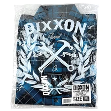 DIXXON Flannel x Parkway Drive Men's MEDIUM Deep Blue Collab Band Plaid Shirt