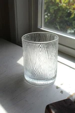 Set of 2 Rocks Glasses Old Fashioned Faux Bois Wood Grain Pattern Clear Molded