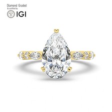 Pear Diamond Engagement Ring 18k Yellow Gold Labgrown 4 Ct Solitaire