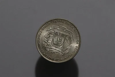 🧭 🇩🇴 RÉPUBLIQUE DOMINICAINE 1 PESO 1972 ARGENT HAUTE QUALITÉ Banque... - Photo 1/2