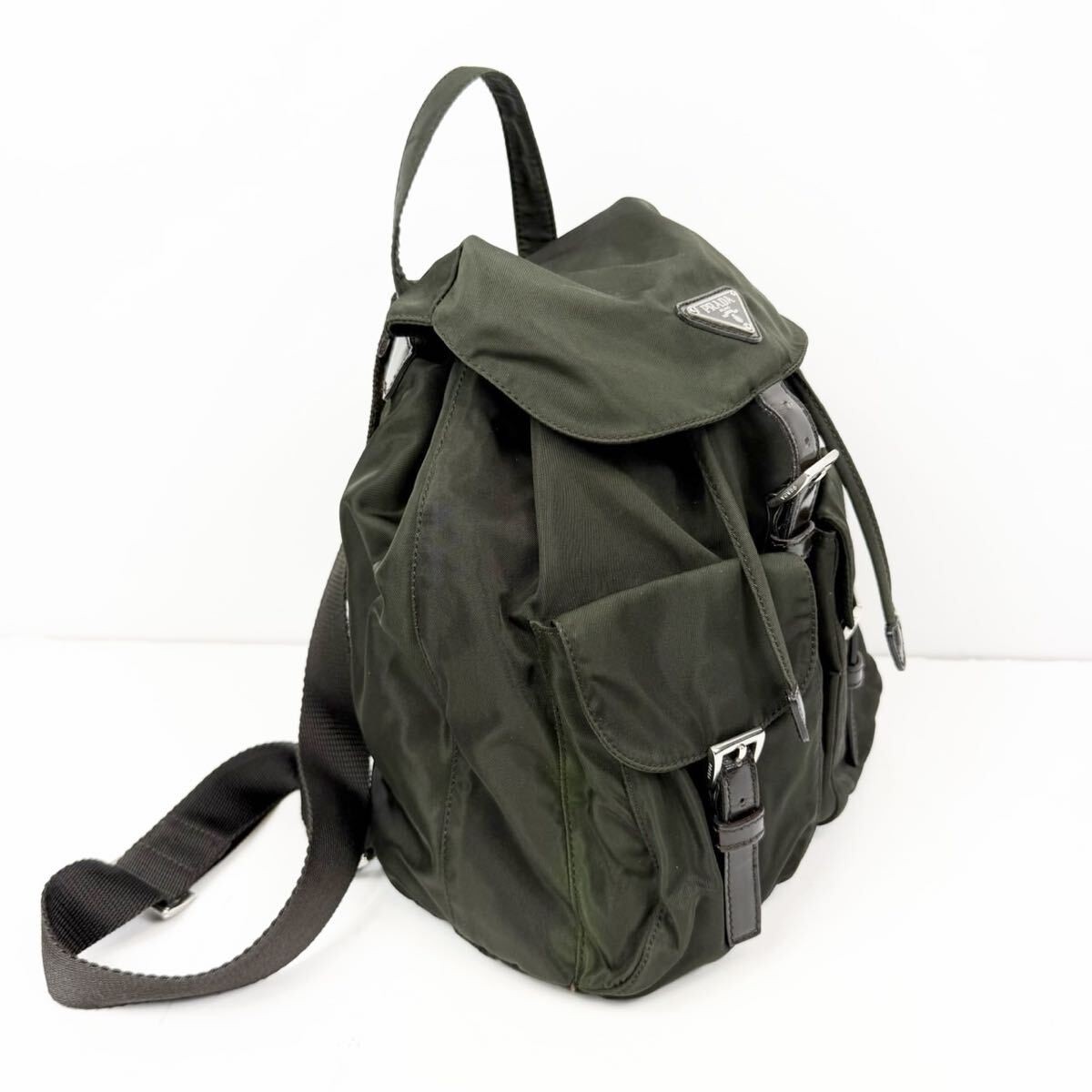 PRADA Nylon Backpack Prada Rucksack Khaki from japan thumbnail 2