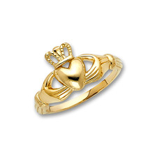 14K Yellow Gold Claddagh Ring  Irish Love Loyalty Friendship