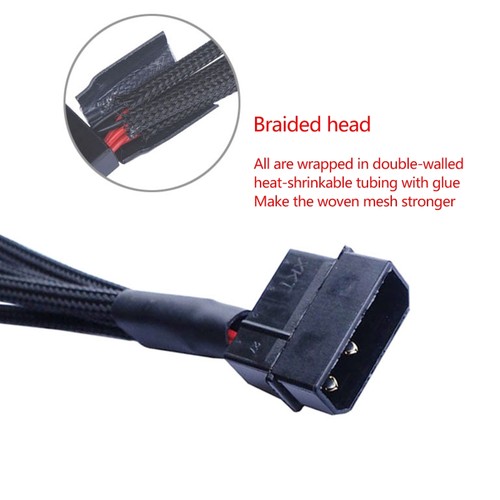 4pin Molex to 4-Port 3Pin/4Pin Cooling Fan Splitter Power Cable Plug Cooler Wire - Afbeelding 3 van 7