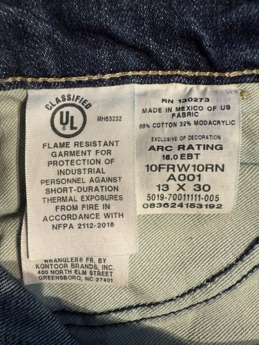 Wrangler FR Jeans Women's Size 13-30 34x30 Work Pants Flame Resistant HRC2-2112 - Picture 8 of 13