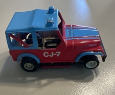 VINTAGE TYCO JEEP CJ-7 BLUE  RED HO Scale Slot Car RUNS 