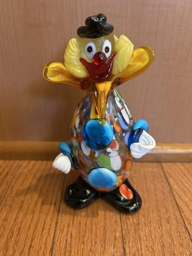 Murano Art Glass Italy Multicolored Glass Clown 6.5 Inches Tall Hand Blown