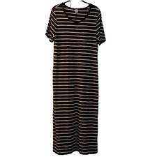 Old Navy Black and White Stripe Long T Shirt Dress Sz M