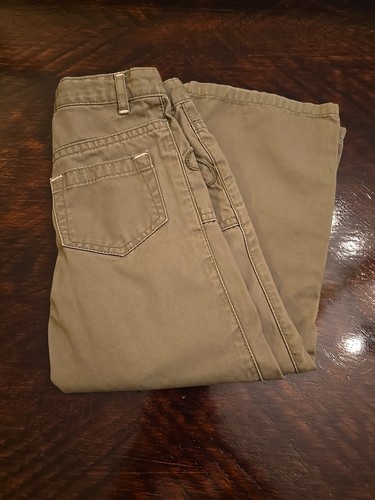 Gap Girls Flare Wide Leg Khaki Pants Adjustable Waist Flower Detail Toddler Sz 4 - Picture 7 of 7