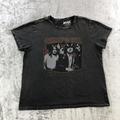 AC/DC Lucky Brand Highway To Hell Shirt Womens Small Black 1979 Tour Graphic Tee