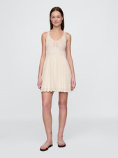 GAP Pointelle Mini Dress Ivory Beige Frost Women's Medium NWT