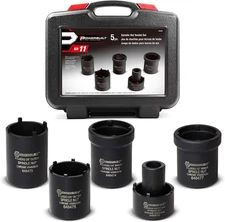 Powerbuilt Spindle Nut Socket Tool Kit, 5 Piece, Remove One Size, Black 