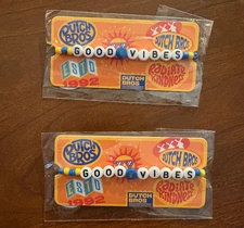 New Dutch Bros Coffee "Good Vibes" Friendship Bracelet set of two