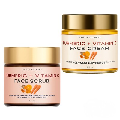 Turmeric Face Cream & Scrub - Acne, Dark Spots, Smooth Skin, Exfoliate Natural
