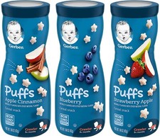 Gerber Graduates Puffs Cereal Snack Variety Pack - Blueberry, Strawberry-Apple,